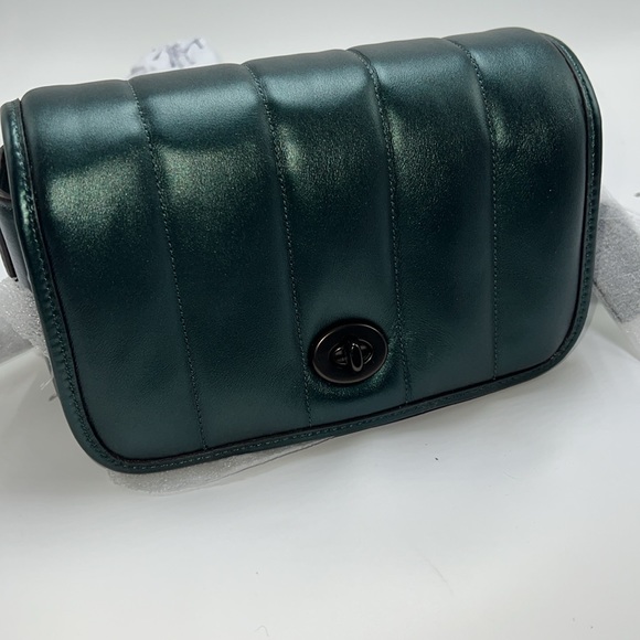 💚🪅NWT COACH DINKY 18 QUILTED BAG IN METALLIC DARK GREEN - Picture 8 of 15